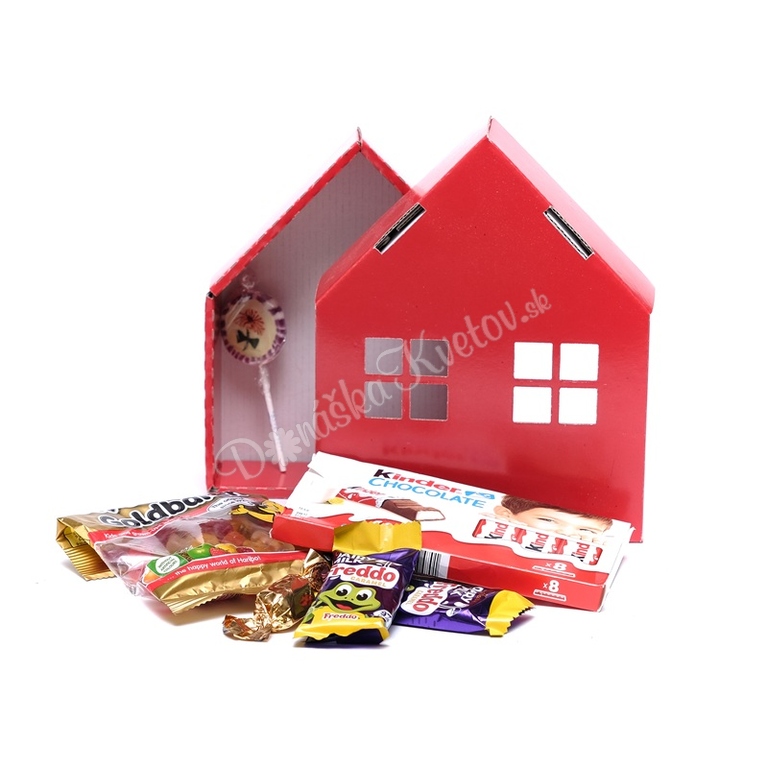 Donáška Kvetov - Balíček pre deti, kartónový domček červený